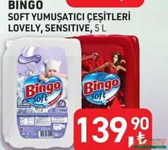 BİNGO SOFT YUMUŞATICI ÇEŞİTLERİ LOVELY/SENSİTİVE 5 L BİNGO SOFT YUMUŞATICI ÇEŞİTLERİ LOVELY/SENSİTİVE 5 L